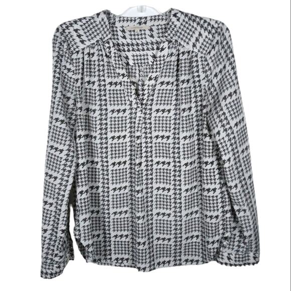 41 Hawthorn Houndstooth Long Sleeve Blouse size Medium - Picture 1 of 7